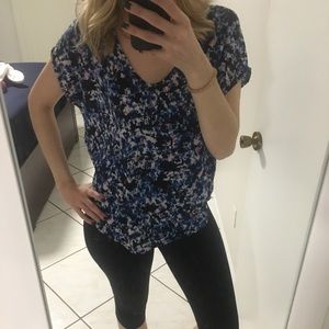 Lush Tops - Blue, pink, black & white floral hi-low top Lush Tops - Blue, pink, black & white floral hi-low top